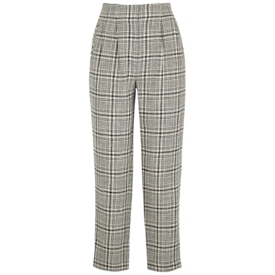 Veronica Beard Zeenat Cropped Checked Cotton-blend Tapered Pants In Grey