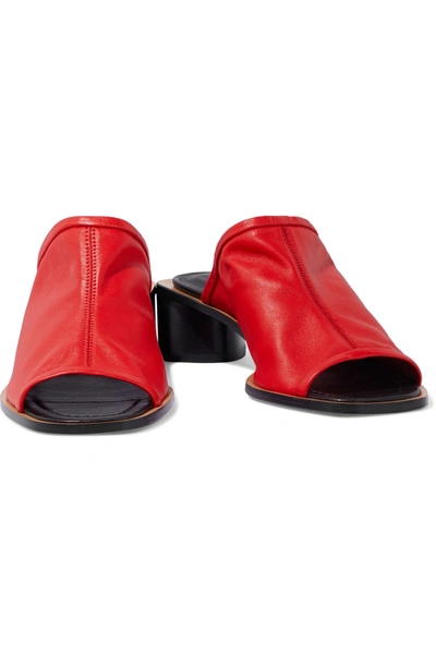 Acne Studios Bernelle Leather Mules In Red ModeSens