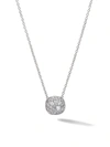 David Yurman Cushion Stud Pendant Necklace In 18k Gold With Pav Diamonds In White Gold