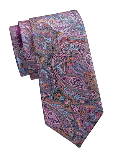 Ermenegildo Zegna Print Silk Tie In Purple