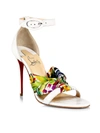 CHRISTIAN LOUBOUTIN RUBAN CROC-EMBOSSED LEATHER ANKLE STRAP SANDALS,400013507047