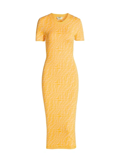 Fendi Bicolor Midi Dress In Welle