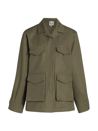 Totême Cargo-style Cotton Jacket In Khaki Green