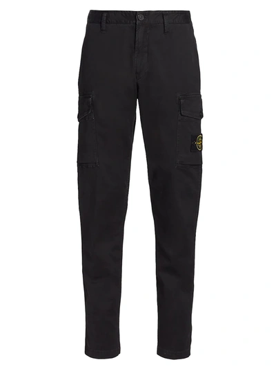 Stone Island Broken Twill Cotton Pants In Black