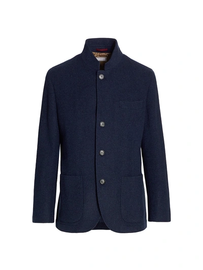 Brunello Cucinelli Cashmere Button-up Coat In Cobalt Blue