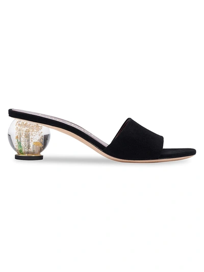 Kate Spade Polished Suede Slide Sandals In Black