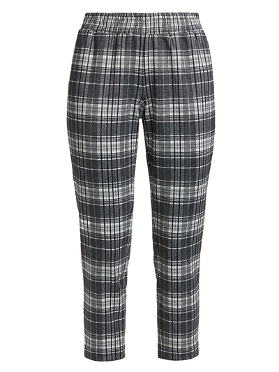 Alice And Olivia Benny Tapered Plaid Pants In Charcoal Plaid