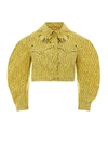 Vivetta Floral Print Crop Cotton Jacket In Yellow