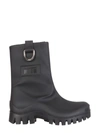 Msgm Round-toe Ankle Leather Boot In Black