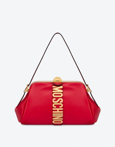 Moschino Couture Biker Calfskin Handbag In Red
