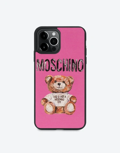 Moschino Teddy Bear Iphone 12 Pro Max Cover In Fuchsia