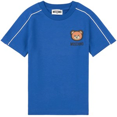 Moschino Kids' Teddy Bear-motif Cotton T-shirt In Blue