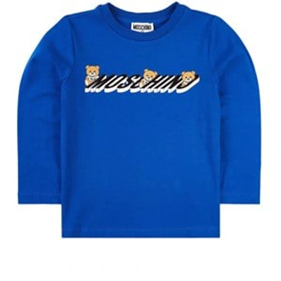 Moschino Kids' Logo-print Long-sleeve T-shirt In Blue