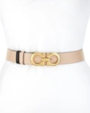 Ferragamo Gancini-buckle Reversible Leather Belt In Beige