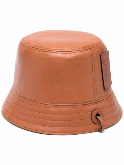 Loewe Tan Leather Fisherman Bucket Hat In Brown