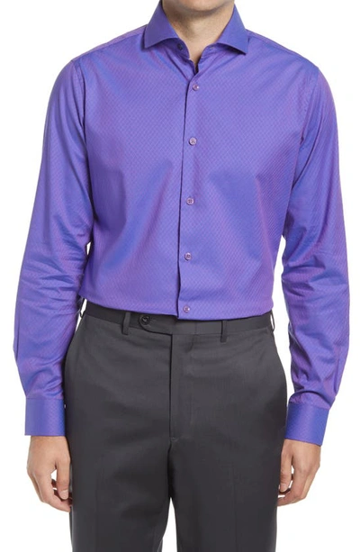 Duchamp Tailored Fit Stretch Dress Shirt In Purple