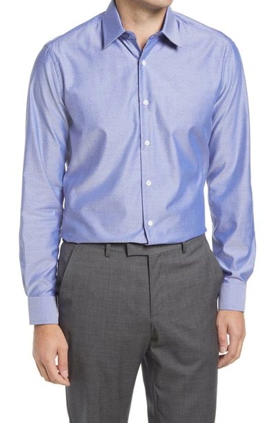 Duchamp Tailored Fit Dress Shirt In Navy