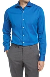 Duchamp Tailored Fit Stretch Solid Dress Shirt In Teal