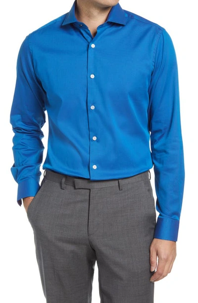 Duchamp Tailored Fit Stretch Solid Dress Shirt In Teal