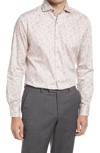 Duchamp Tailored Fit Floral Dress Shirt In Beige