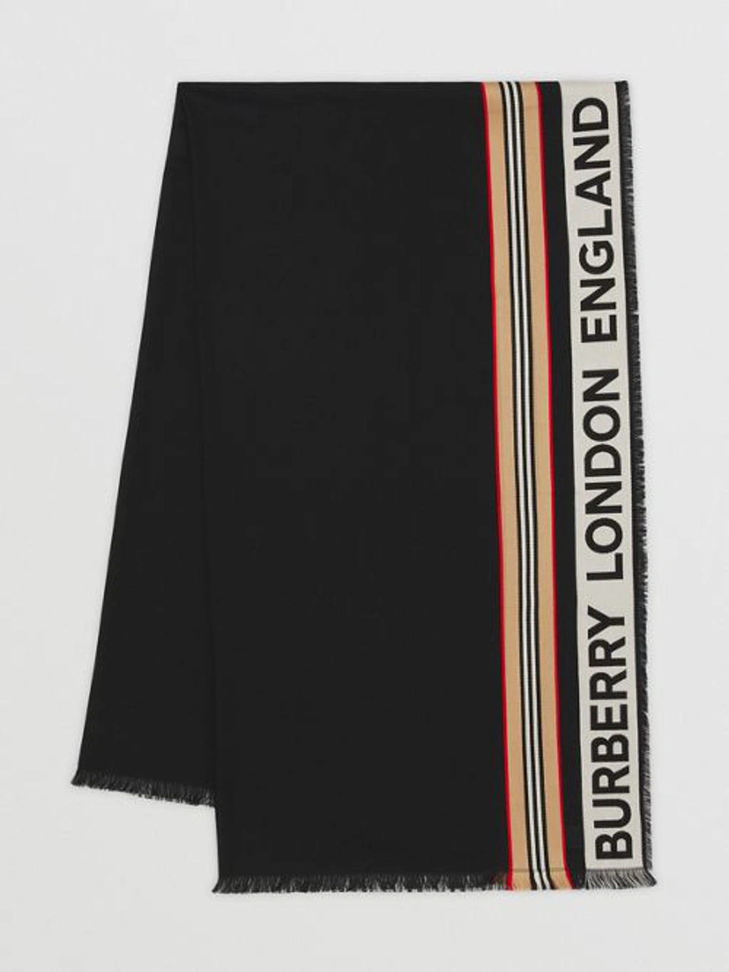 Burberry Icon Stripe Cotton Scarf In Black ModeSens