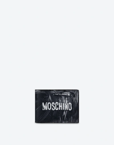 Moschino Painting Flap Wallet In Black
