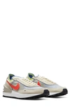 Nike Waffle One Ice Grey Suede Sneaker In Coconut Milk/ Bright Crimson