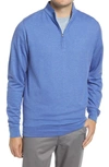 Peter Millar Comfort Interlock Quarter Zip Pullover In Bright Blue