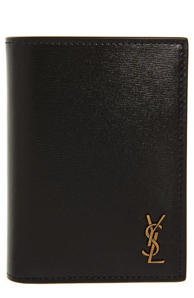 Saint Laurent Ysl Monogram Bifold Leather Wallet In Noir