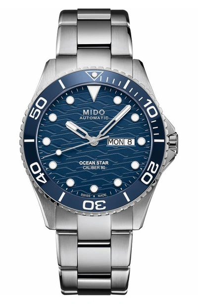 Mido Men's Swiss Automatic Ocean Star Stainless Steel Bracelet Watch 43mm In Blue/silver