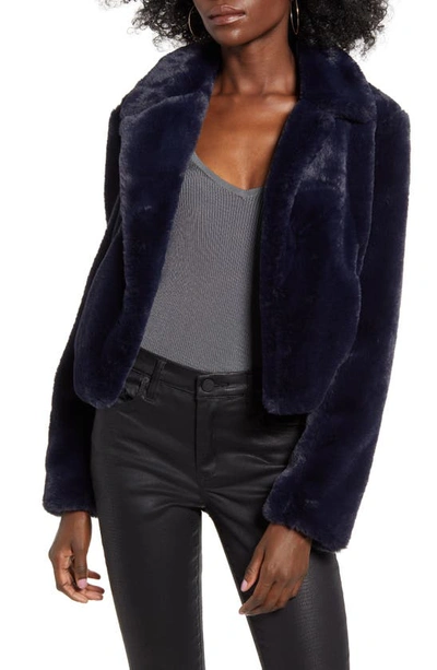 Blanknyc Cropped Faux Fur Jacket In Open Seas