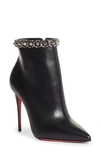 Christian Louboutin Booty Spike Chain Pointed Toe Bootie In Black/ Nickle