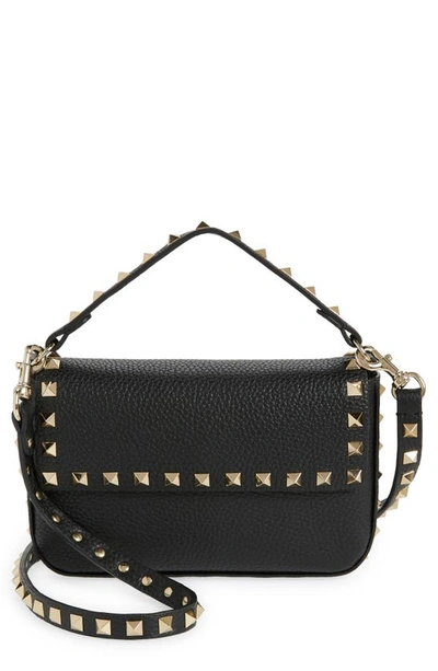 Valentino Mini Rockstud Leather Top Handle Bag In Nero