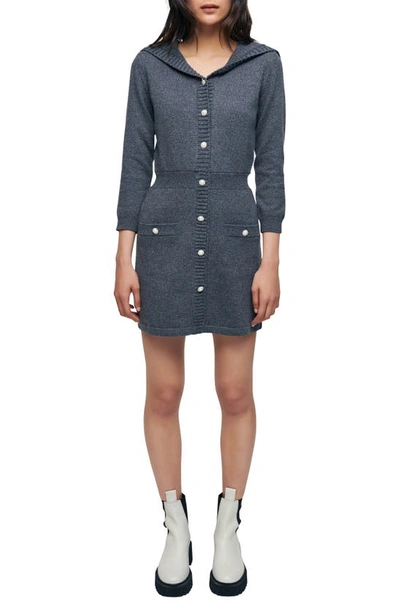 Maje Long Sleeve Sweater Dress In Grey | ModeSens