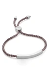 Monica Vinader Linear Engravable Friendship Bracelet In Silver/ Black