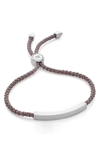 Monica Vinader Linear Engravable Friendship Bracelet In Silver/ Black