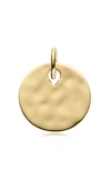 Monica Vinader Engravable Hammered Pendant Charm In Yellow Gold