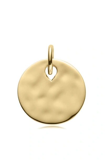 Monica Vinader Engravable Hammered Pendant Charm In Yellow Gold