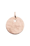 Monica Vinader Engravable Hammered Pendant Charm In Ros Gold