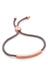 Monica Vinader Engravable Linear Friendship Bracelet In Rose Gold/ Mink