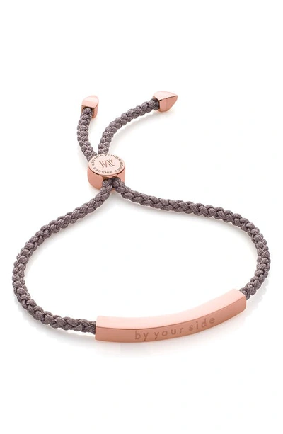 Monica Vinader Engravable Linear Friendship Bracelet In Rose Gold/ Mink