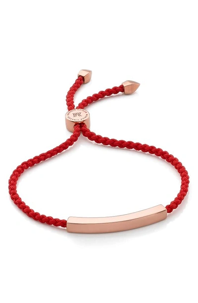 Monica Vinader Engravable Linear Friendship Bracelet In Rose Gold/ Coral