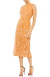 Mac Duggal Sequin Mesh Sheath Dress In Saffron