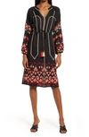 AREA STARS BRYANT EMBROIDERED LONG SLEEVE DRESS,AS216BK