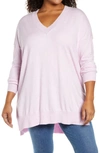 Adyson Parker Step Hem Tunic Sweater In Winsome Orchid Melange
