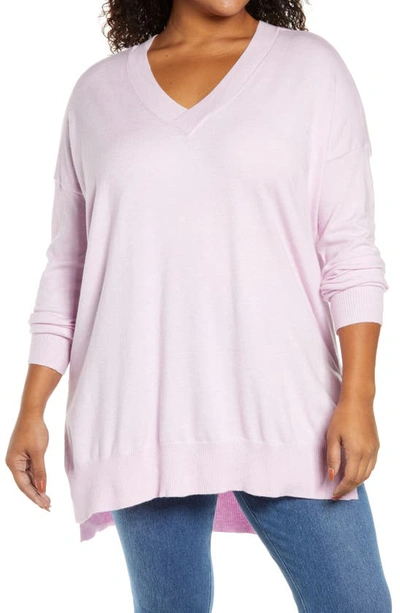 Adyson Parker Step Hem Tunic Sweater In Winsome Orchid Melange