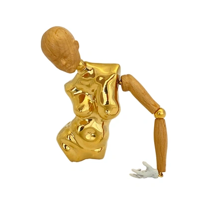 Burberry Gold-plated And Beechwood Doll Body Figurine Brooch