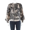 BURBERRY LADIES PUFF-SLEEVE DREAMSCAPE PRINT SILK BLOUSE