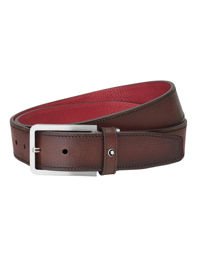 Montblanc Rectangular 35mm Matt Stainless Steel And Gold Finish Pvd Side Belt In Grey,brown