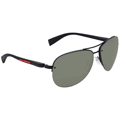 Prada Green Aviator Sunglasses Ps 56ms Dg05x1 65 In Black,green